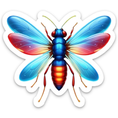 glitter red and blue firefly sticker