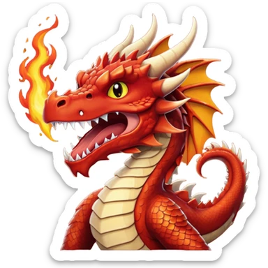 a red wales dragon breathing fire sticker