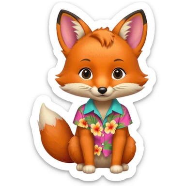 baby fox with aloha shirt sticker