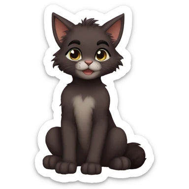 Anthro Shy Cute Cool Edgy Pretty Dark Brown Furry Feline Animal Anthro Sona sticker