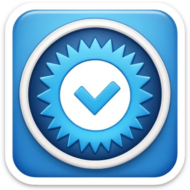 Instagram verification badge emoji in a blue  circular shape with zigzag edges sticker