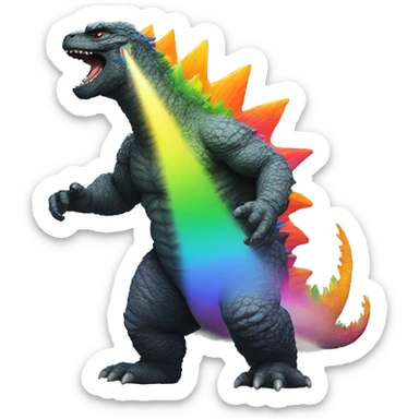 Godzilla with a rainbow sticker
