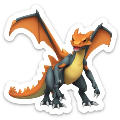 Colorful Edgy Chibi-Charizard-Greymon-Flygon-Velociraptor-Pokémon sticker