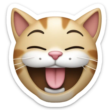 giggling cat with paw infront of mouth and closed eyes sticker