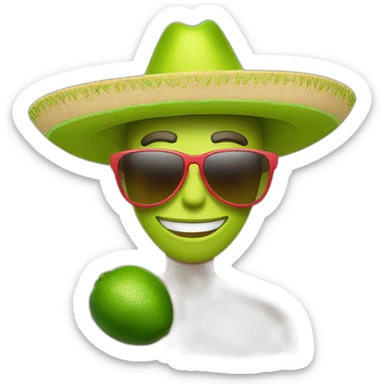 a friendly lime wearing sunglasses and a sombrero sticker