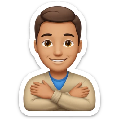 a guy smiling with his arms crossed around his neck  sticker