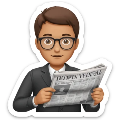 man Folding newspaper sticker