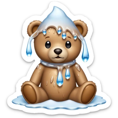 Teddy bear with icicles on her sticker