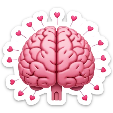 A ** pink human brain** with a energy energy beam of light thought around it s... radiating loving thoughts while it rewires itself hearts  sticker