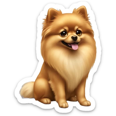 Pomeranian dog puppy with the girl with dark long hair, that girl have a green big eyes  sticker