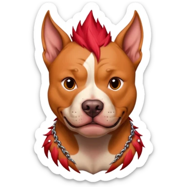 very tattoed pitbull dog with red spky hair sticker