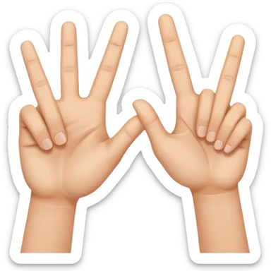 W V as hand signs. 5 fingers on each hand sticker
