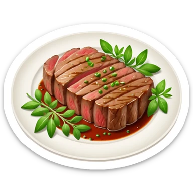 Rare steak slices on fancy plate sticker