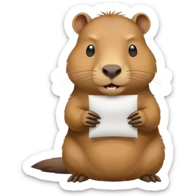 emoji of capibara chewing white paper, full height sticker