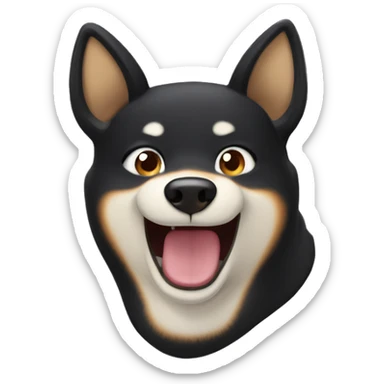 black siba inu face | grinning squinting face | laugh | mouth | satisfied | smile sticker