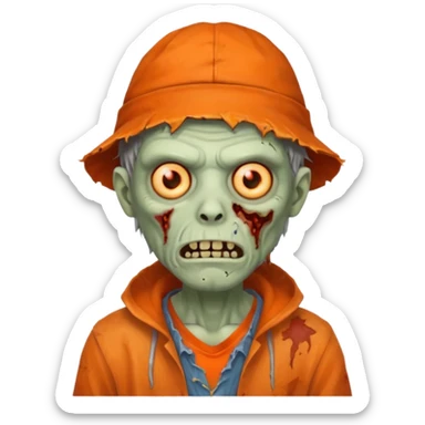 zombie man in orange hats sticker
