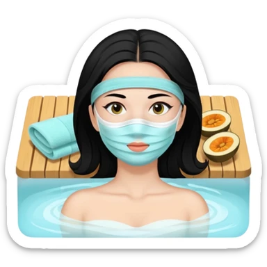Lady with face mask black spa beauty full face relaxing sticker