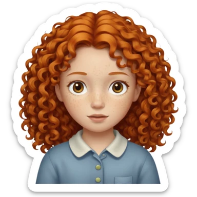 girl child with ginger curly hair sticker