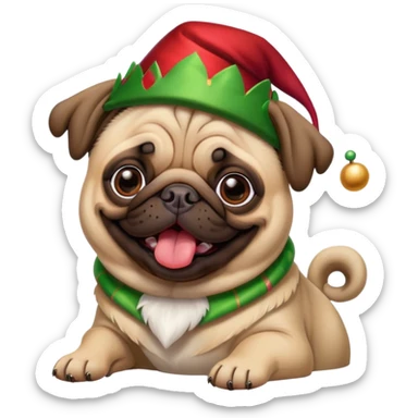 Pug in jester hat sticker