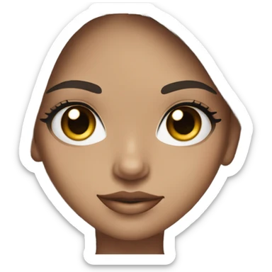girl with straight, dark brown hair, long lashes, light skin, black eyes, eyeliner with silver hoop earrings sticker
