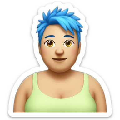 Older fat lesbian Chilean very short spiky bright blue hair sticker
