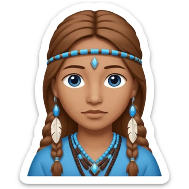 can you make a native American emoji with light brown hair and blue  eyes sticker