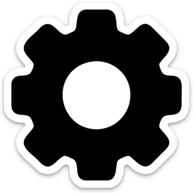 red settings gear, stylized and bold sticker