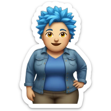 Middle-aged fat lesbian Chilean woman short spiky bright blue hair sticker