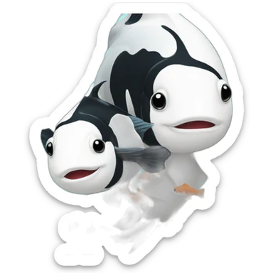 black koi fish and white koi fish swimming past each other sticker