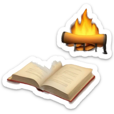 Cozy fireplace reading book sticker