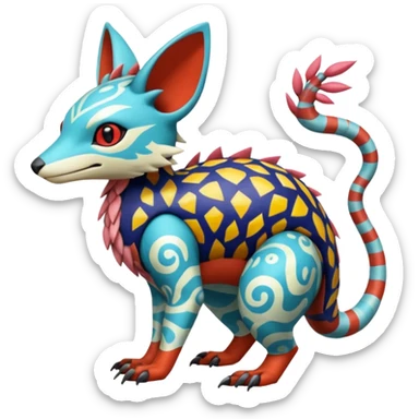  African Patterned stitched exotic tropical cyber-Sleuth-Loyd-Garmaddon-Litten-Linoone-Noibat-Fakémon-Pokémon-Vernid-creature sticker
