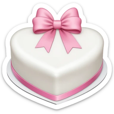white heart shaped birthday cake with pink bow sticker