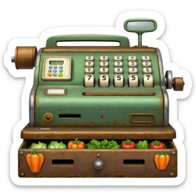 Cash register with symbol keys for vegetables from the front sticker