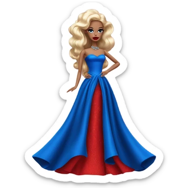 Red horned Satan Barbie in beautiful blue evening gown  sticker