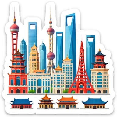 shanghai landmarks sticker