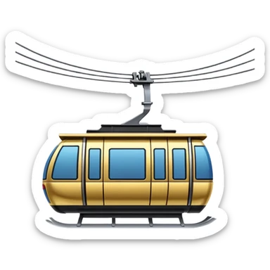 shiny gold gondola lift modeled after the cable car emoji sticker