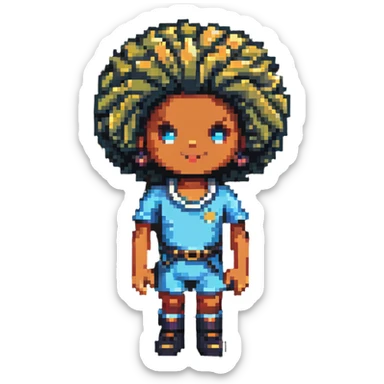 Retro pixel art character with afro hairstyle sticker