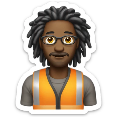 A black man with dreadlocks, around 50 years old, wearing construction attire  sticker
