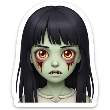 zombie girl with straight long black hair and bangs 🧟‍♀️ sticker