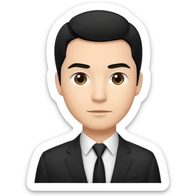man black hair light skin tone with suit sticker
