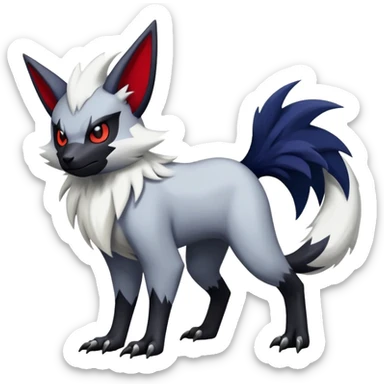 Vampiric feral emo dark Zangoose-Absol-Noibat-Fakémon-hybrid-creature (full body) sticker