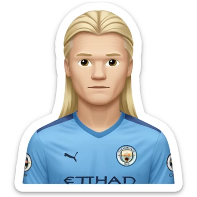 Erling Haaland long hair Manchester City sticker