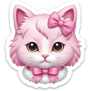 Cute pink kitty with a pink bow sticker