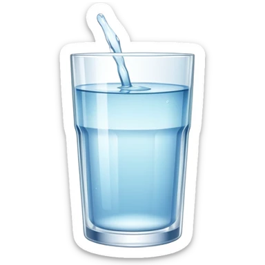 A clear glass filled with water, simple and refreshing, with light reflections on the surface sticker