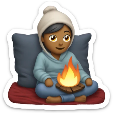 Cozy next to fire  sticker