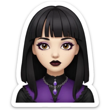 vampira gótica parda de cabelo preto e franja sticker