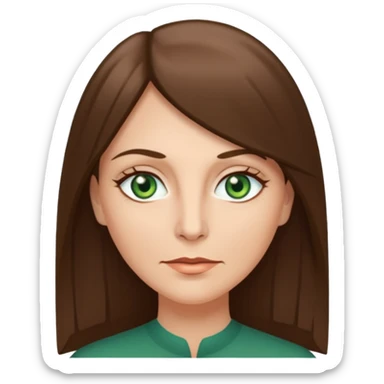 pretty middle age woman with green eyes and long straight ash-brown hair  sticker