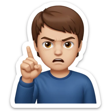 angry boy pointing fingure at his own face sticker