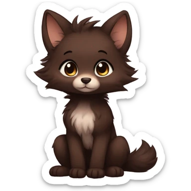 Shy Cute Chibi Dark Brown Furry Animal Anthro Sona sticker