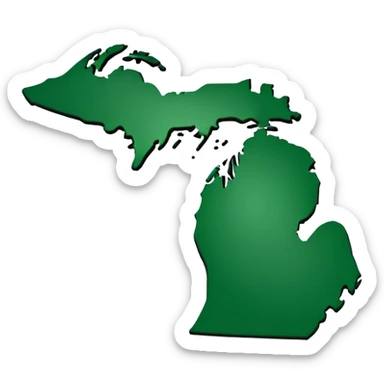 Michigan state shape with Flint location marked sticker
